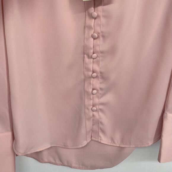 Joie Blouse Women’s Large Pink Blush Secretary Bow Feminine Silky Romantic - Picture 5 of 10